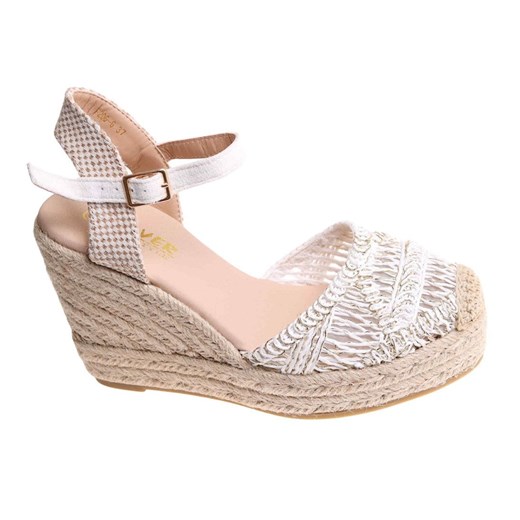 Sandały damskie na koturnie i platformie Białe espadryle /E7-1 17860 T582/ ze sklepu Pantofelek24.pl w kategorii Espadryle damskie - zdjęcie 184256363