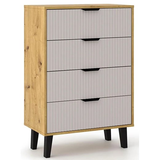 Kooda ryflowana z 4 szufladami dąb artisan + kaszmir K2-H94 ze sklepu Edinos.pl w kategorii Komody - zdjęcie 184257423