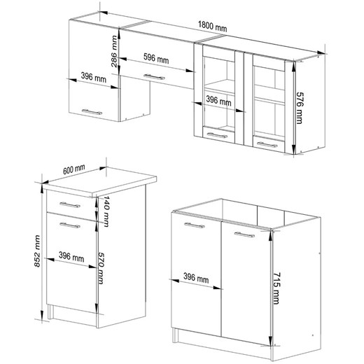 Mały komplet białych mebli kuchennych z witryną 180 cm - Vivienne Elior One Size Edinos.pl