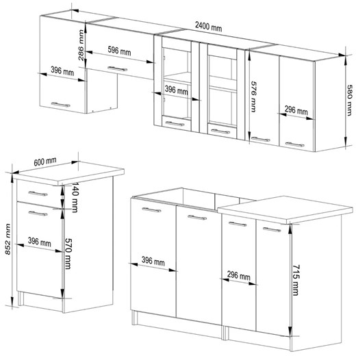 Biały zestaw mebli kuchennych z witryną 240 cm - Vivienne Elior One Size Edinos.pl