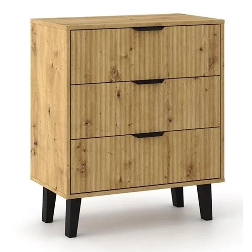Komoda z 3 szufladami na nóżkach dąb artisan - Henex 4X ze sklepu Edinos.pl w kategorii Komody - zdjęcie 184258782