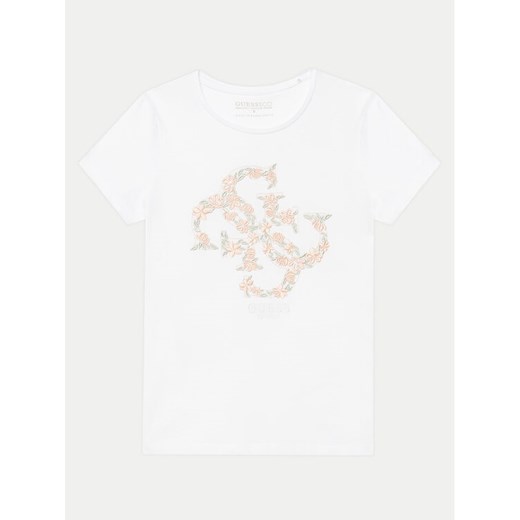 Guess T-Shirt J5GI02 K6YW4 Biały Regular Fit ze sklepu MODIVO w kategorii Bluzki dziewczęce - zdjęcie 184258883