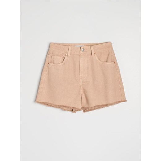 Sinsay - Szorty jeansowe high waist - kremowy Sinsay 40 Sinsay