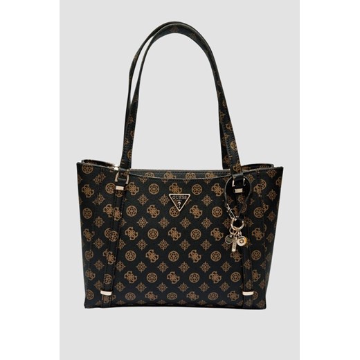 GUESS Brązowa logowana torebka damska Daryna II ze sklepu outfit.pl w kategorii Torby Shopper bag - zdjęcie 184260891