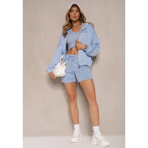 Jasnoniebieskie Szorty High Waist przed Kolano Saxonia ze sklepu renee.pl w kategorii Szorty - zdjęcie 184262360