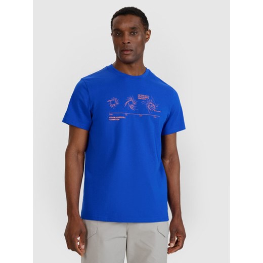 Męski t-shirt z nadrukiem 4F 4FWSS25TTSHM1982 - niebieski ze sklepu Sportstylestory.com w kategorii T-shirty męskie - zdjęcie 184264062