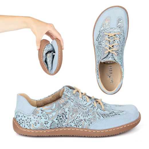 Olivier Buty Barefoot damskie skórzane minimalistyczne 1287 błękitne niebieskie Olivier 36 ButyModne.pl