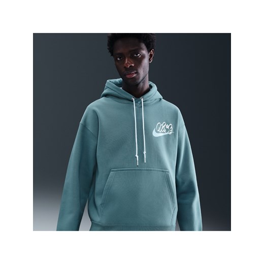 Męska dzianinowa bluza z kapturem Nike Solo Swoosh - Niebieski ze sklepu Nike poland w kategorii Bluzy męskie - zdjęcie 184264420