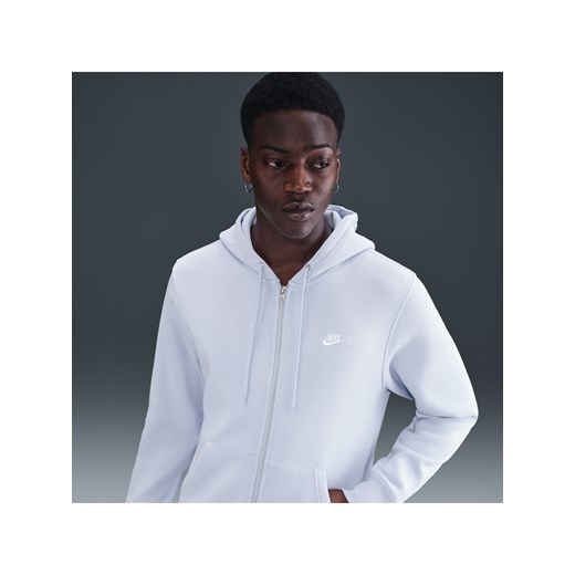 Męska dzianinowa bluza z kapturem i zamkiem na całej długości Nike Club - Szary ze sklepu Nike poland w kategorii Bluzy męskie - zdjęcie 184264430