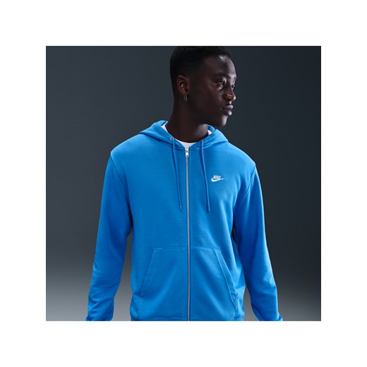 Męska rozpinana bluza dzianinowa z kapturem Nike Club - Niebieski ze sklepu Nike poland w kategorii Bluzy męskie - zdjęcie 184264474