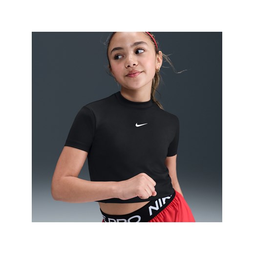 Dziewczęca koszulka z krótkim rękawem Dri-FIT Nike Pro - Czerń ze sklepu Nike poland w kategorii Bluzki damskie - zdjęcie 184264672
