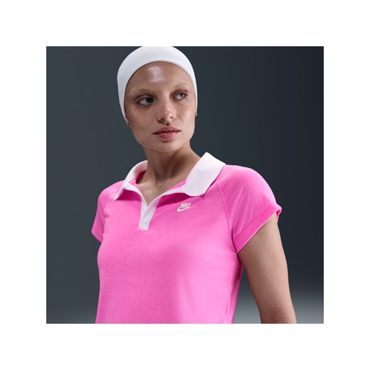 Damska dopasowana koszulka polo w stylu retro - Różowy ze sklepu Nike poland w kategorii Bluzki damskie - zdjęcie 184264740