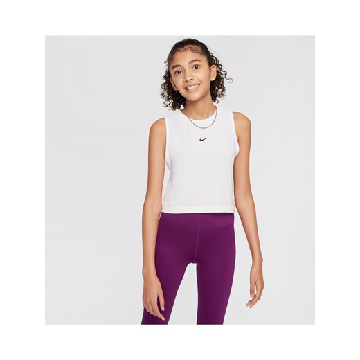 Koszulka treningowa bez rękawów dla dziewcząt Dri-FIT Nike Pro - Biel ze sklepu Nike poland w kategorii Bluzki damskie - zdjęcie 184264810