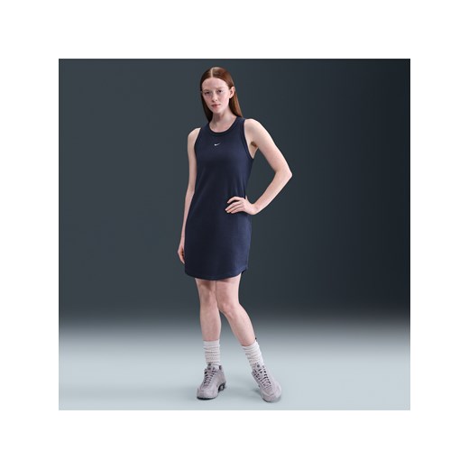 Damska sukienka bez rękawów z waflowym wzorem Nike Sportswear Chill Knit - Niebieski ze sklepu Nike poland w kategorii Sukienki - zdjęcie 184264871