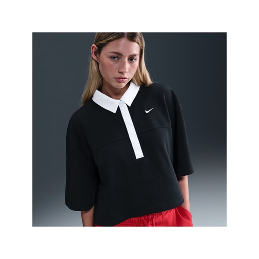 Damska koszulka polo z krótkim rękawem o kroju oversize Nike Sportswear - Czerń ze sklepu Nike poland w kategorii Bluzki damskie - zdjęcie 184264990