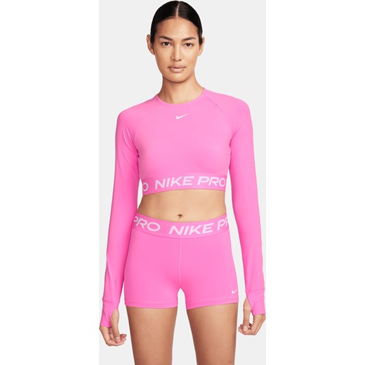 Damska koszulka o skróconym kroju z długim rękawem Dri-FIT Nike Pro - Czerwony ze sklepu Nike poland w kategorii Bluzki damskie - zdjęcie 184265021
