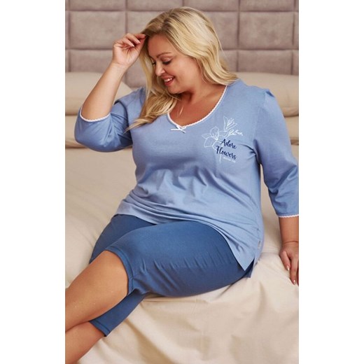 Doctor Nap piżama damska plus size PB.7262.SKY_BLUE, Kolor niebieski, Rozmiar L, Doctor Nap ze sklepu Intymna w kategorii Piżamy damskie - zdjęcie 184268790
