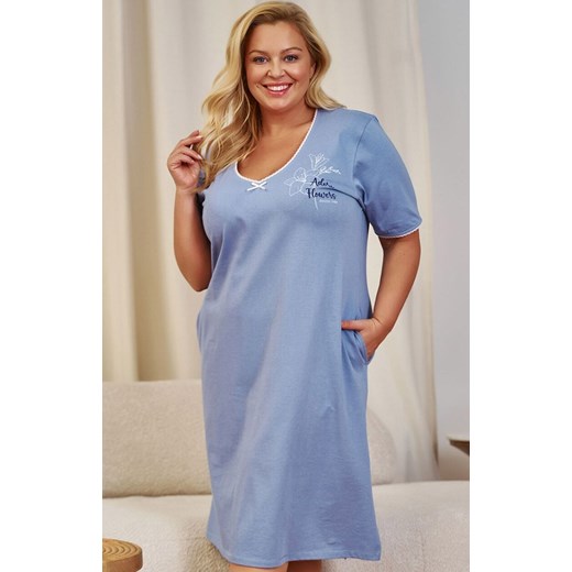 Doctor Nap koszula nocna plus size TB.7263.SKY_BLUE, Kolor niebieski, Rozmiar L, Doctor Nap ze sklepu Intymna w kategorii Koszule nocne - zdjęcie 184268821