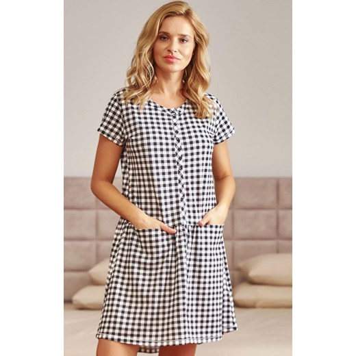 Doctor Nap rozpinana koszula nocna TCB.9444.BLACK_CHECK, Kolor czarny-wzór, Rozmiar S, Doctor Nap ze sklepu Intymna w kategorii Koszule nocne - zdjęcie 184268830