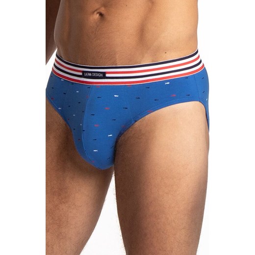 2-pack bawełniane slipy męskie M-1065SD, Kolor granatowo-niebieski, Rozmiar L, LAMA ze sklepu Intymna w kategorii Majtki męskie - zdjęcie 184268954