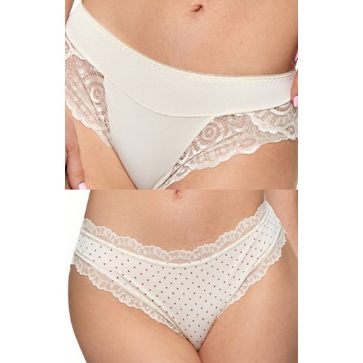 Moraj 2-pak figi damskie bikini wykończone koronką BCL1900-008_2, Kolor ecru-wzór, Rozmiar XL, Moraj ze sklepu Intymna w kategorii Majtki damskie - zdjęcie 184269010