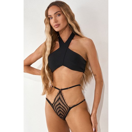 Figi damskie wysokie z paskami ELEGANT PLEASURE, Kolor czarny, Rozmiar S/M/L, PURE SIN ze sklepu Intymna w kategorii Majtki damskie - zdjęcie 184269090