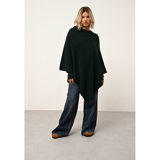 Just Cashmere Kaszmirowe ponczo "Meredith" w kolorze ciemnozielonym Just Cashmere XL promocja Limango Polska
