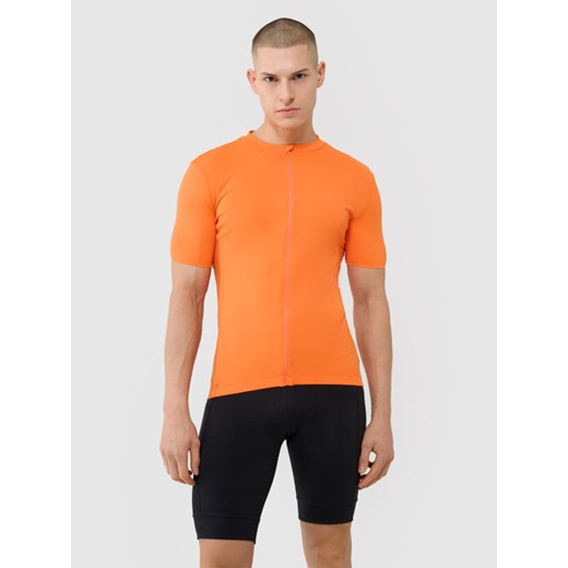 Męska koszulka rowerowa 4F 4FWSS25TFTSM1285 - pomarańczowa ze sklepu Sportstylestory.com w kategorii T-shirty męskie - zdjęcie 184271431