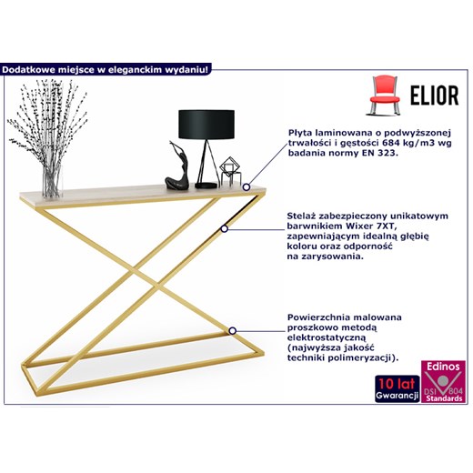 Konsola toaletka glamour złoty + dąb sonoma G4-E17 Elior One Size okazja Edinos.pl
