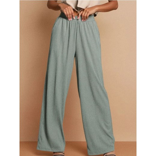 Sinsay - Luźne spodnie wide leg - zielony Sinsay XXS Sinsay