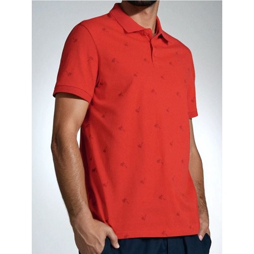 Sinsay - Koszulka polo z ozdobnym wzorem allover - czerwony ze sklepu Sinsay w kategorii T-shirty męskie - zdjęcie 184276693