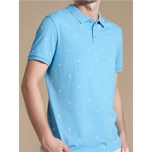 Sinsay - Koszulka polo z ozdobnym wzorem allover - niebieski ze sklepu Sinsay w kategorii T-shirty męskie - zdjęcie 184276694