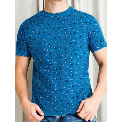 Sinsay - Koszulka z ozdobnym nadrukiem - niebieski ze sklepu Sinsay w kategorii T-shirty męskie - zdjęcie 184276781