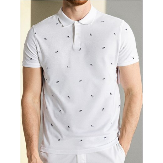 Sinsay - Koszulka polo z nadrukiem all over - biały ze sklepu Sinsay w kategorii T-shirty męskie - zdjęcie 184276783