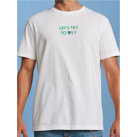 Sinsay - Koszulka z motylowym nadrukiem na plecach - kremowy ze sklepu Sinsay w kategorii T-shirty męskie - zdjęcie 184276791