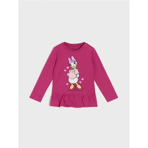 Sinsay - Koszulka z długimi rękawami z baskinką Disney - różowy ze sklepu Sinsay w kategorii Bluzki dziewczęce - zdjęcie 184277030