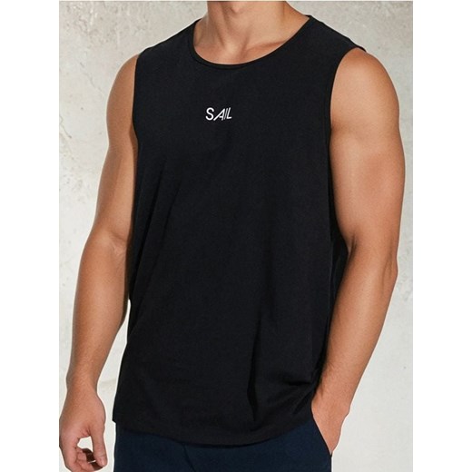 Sinsay - Luźny tank top z nadrukiem na plecach - czarny ze sklepu Sinsay w kategorii T-shirty męskie - zdjęcie 184277102