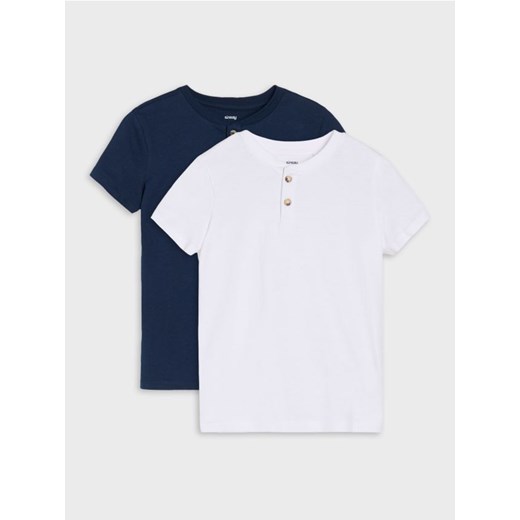 Sinsay - Koszulki z ozdobnymi guzikami 2 pack - granatowy ze sklepu Sinsay w kategorii T-shirty chłopięce - zdjęcie 184279763