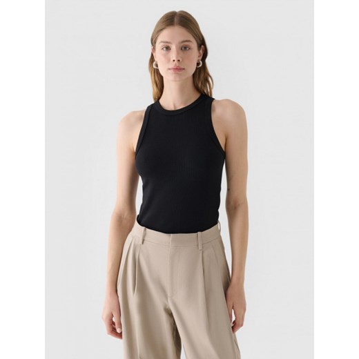 Damski top basic Outhorn OTHWAW24TSLEF153 - czarny ze sklepu Sportstylestory.com w kategorii Bluzki damskie - zdjęcie 184280041