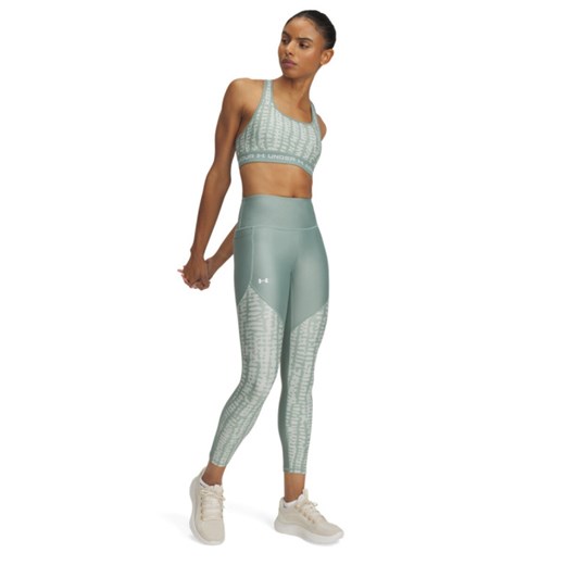 Damskie legginsy treningowe Under Armour Tech Print Panel Ankle - zielone ze sklepu Sportstylestory.com w kategorii Spodnie damskie - zdjęcie 184280060