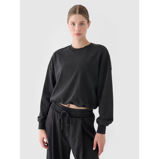 Damska bluza dresowa nierozpinana bez kaptura 4F 4FRSS24TSWSF2032 - czarna ze sklepu Sportstylestory.com w kategorii Bluzy damskie - zdjęcie 184280300