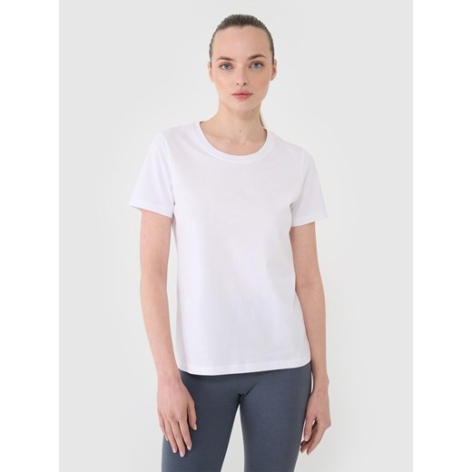 Damski t-shirt regular 4F 4FWMM00TTSHF2356 - biały ze sklepu Sportstylestory.com w kategorii Bluzki damskie - zdjęcie 184280331