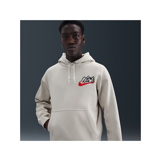 Męska dzianinowa bluza z kapturem Nike Solo Swoosh - Brązowy ze sklepu Nike poland w kategorii Bluzy męskie - zdjęcie 184284132