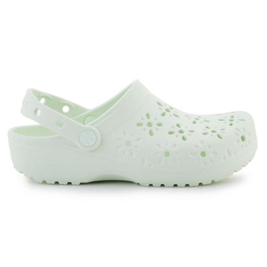 Klapki Crocs Classic Floral Cut Out Clog 210927-3YH zielone ze sklepu ButyModne.pl w kategorii Klapki damskie - zdjęcie 184285081