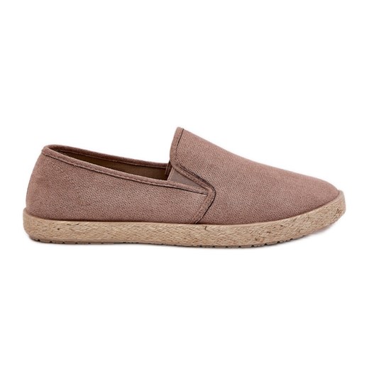 Espadryle Tenisówki Męskie Z Eko Zamszu Ciemnobeżowe beżowy 41 ButyModne.pl