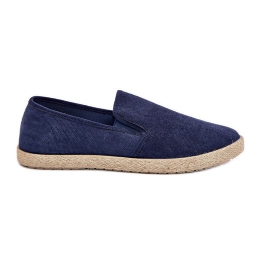 Boto Espadryle Tenisówki Męskie Z Eko Zamszu Granatowe Lunaria niebieskie ze sklepu ButyModne.pl w kategorii Trampki męskie - zdjęcie 184285331