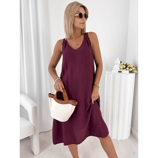 sukienka borja bordowa one size ze sklepu UBRA w kategorii Sukienki - zdjęcie 184287220
