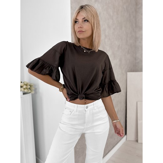 bluzka elsnir brązowa one size ze sklepu UBRA w kategorii Bluzki damskie - zdjęcie 184287244