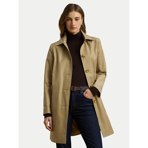 LAUREN RALPH LAUREN Płaszcz przejściowy 297967121002 Beżowy Straight Fit ze sklepu MODIVO w kategorii Płaszcze damskie - zdjęcie 184287883