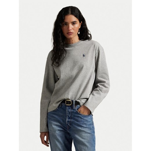 Polo Ralph Lauren Bluzka 211967105003 Szary Straight Fit ze sklepu MODIVO w kategorii Bluzki damskie - zdjęcie 184287900